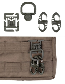 Tactical S hook (4 stuks) & D ring (2 stuks) set  - groen, zwart of coyote