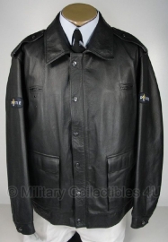 Nederlandse Politie zwarte leren jas - maat 52 - licht gedragen - origineel