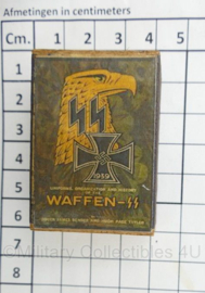 WO2 Duits luciferdoosje van echt hout - Waffen SS met ijzeren kruis - 6 x 4 cm