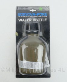 Web-Tex Water Bottle Surviva Pure  met ingebouwd water zuiverings systeem. - nieuw in verpakking - 16,5 x 9 x 34 cm - origineel