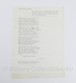 WO2 Nederlands verzetsdocument verzetsgedicht Bravo Prins Bernhard - 28 x 21 cm - origineel