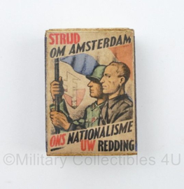 WO2 Duits luciferdoosje van echt hout - Strijd om Amsterdam Ons Nationalisme Uw Redding - 6 x 4 cm