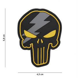 Embleem 3D PVC met klittenband - Punisher Thunder GEEL - 5,8 x 4,5 cm.