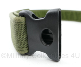Defensie Nylon koppel groen met NSN nummer - met klittenband - 90 x 5 cm - gebruikt - origineel