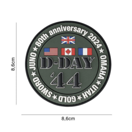 Embleem 3D PVC met klittenband - D-Day 80th Anniversary 2024 Omaha Utah Gold Sword Juno - 8,6 cm diameter