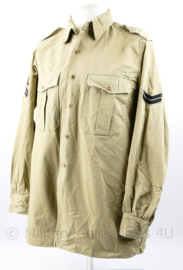 Korps Mariniers Tropen shirt khaki met lange mouw met embleem - rang Korporaal - maat 40 - origineel