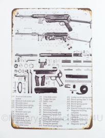 Nieuw gemaakte plaat met Wo2 Duitse MP40 Schmeisser - 30 x 20 cm - nieuw