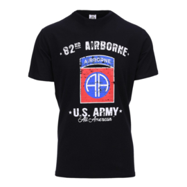 T-shirt 82nd Airborne Division deluxe  - BLACK - maat Small t/m XXL