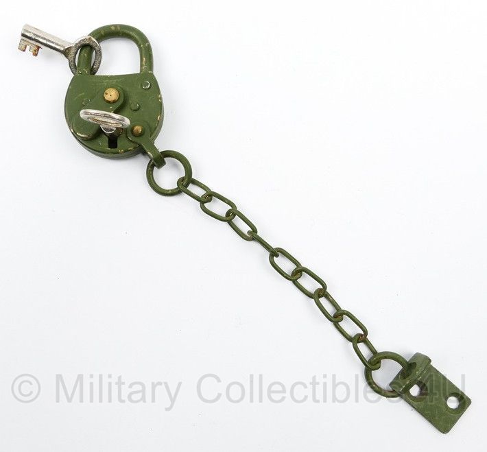 Vintage militair hangslot met stalen beugel en 2 sleutels - origineel
