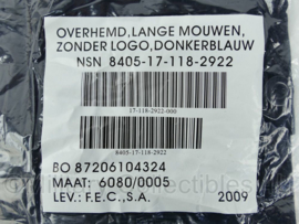 Defensie donkerblauw overhemd met lange mouw zonder logo - NIEUW in verpakking - maat 6080/0005 - origineel