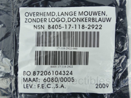 Defensie Overhemd LANGE  mouwen zonder logo Donkerblauw - NIEUW in verpakking - maat 6080/0005 of 8000/0005 of 8000/0510 - origineel