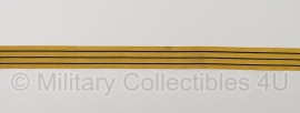 Marine mouwband  42mm breed - 2 meter lang - goud met 3 zwarte lijnen