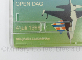 Belkaart Open Dag Vliegbasis Leeuwarden 1998 met F16 - 9,5 x 9,5 cm -  origineel
