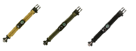 Paracord Survival armband combi 9 inch - met thermometer en kompas - COYOTE