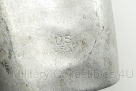 WO1 US Army veldfles set - aluminium fles uit 1918, aluminium beker uit 1918 en khaki hoes - origineel