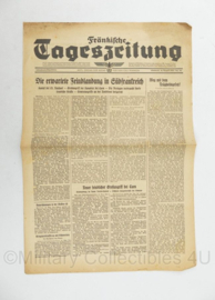 WO2 Duitse krant Frankische Tageszeitung nr. 191 16 augustus 1944 - 47 x 32 cm - origineel