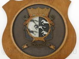 KM Koninklijke Marine wandbord Hr. Ms. Soemba - 15½ x 15½ x 1½ cm - origineel