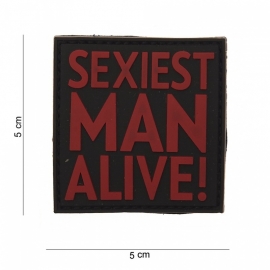 Embleem 3D PVC - met klittenband - Sexiest Man Alive - 5 x 8 cm