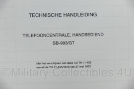 KL Nederlandse leger Technische Handleiding Telefooncentrale Handbediend SB-993/GT - 29,5 x 21 cm - origineel