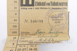 WO2 Duitse Kontrollkarte für den Einkauf von Tabakswaren - 15 x 9  cm - origineel