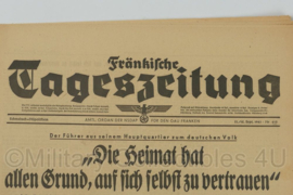 WO2 Duitse krant Tageszeitung nr.213 11/12 september 1943 - 47 x 32 cm - origineel