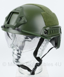 DSI en Politie model MICH 2002 helm met rails, velcro EN ingebouwde bril - Groen