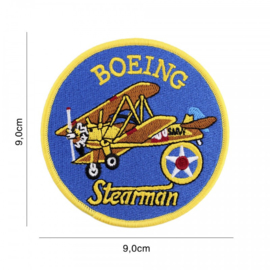 Embleem stof - Boeing Stearman - diameter 9 cm