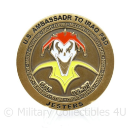Zeldzame coin US Ambassadr to Iraq PSD HHB FWD 1/127 FA SECFOR 2nd PLT 4th SQD - diameter 5 cm - origineel