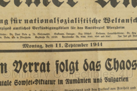 WO2 Duitse krant Pforzheimer Anzeiger 11 September 1944 - 50,5 x 30,5 cm - origineel