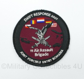 KL Nederlandse leger LUMBL 11 Air Assault Brigade Swift Response 2021 Joint Forcible Entry Romania  embleem met klittenband - diameter 10 cm - origineel