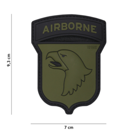 Embleem PVC 3D PVC met klittenband - 101st Airborne Division - zwart/groen - 9,3 x 7 cm.