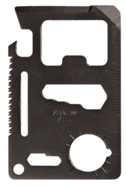 Zwarte survival toolkaart creditcard formaat met etuitje - 6,8 x 4½ cm - nieuw