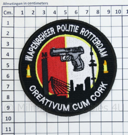 Nederlandse Politie Wapenbeheer Politie Rotterdam Creativum Cum Cork embleem - met klittenband - diameter 9 cm