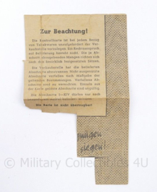 WO2 Duitse Kontrollkarte für den Einkauf von Tabakswaren - 15 x 9  cm - origineel