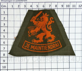 Nederlandse Je maintiendrai KL DT mouwleeuw ongevouwen oranje op groen - 11 x 8 cm -  origineel