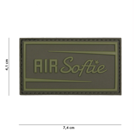 Embleem AirSoftie - Groen - Klittenband - 3D PVC - 7,4 x 4,1 cm.