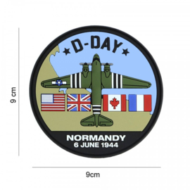 D-Day C-47 embleem 3D PVC - met klittenband - 9 cm diameter