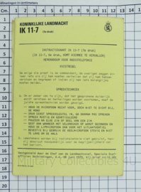 Nederlands leger  instructiekaart IK11-7 memorandum voor de radiotelefonie - origineel
