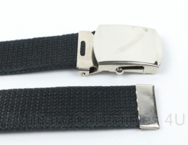 KMAR Koninklijke Marechaussee broekriem webbing zwart met zilveren slot - 95 cm lang - gebruikt - origineel