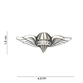 US  Parachute Rigger Badge metaal -  4,5 x 1,8 cm.