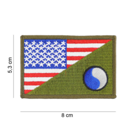 Embleem stof US 29th Infantry Division Yin-Yang small with American flag and GREEN - 8 x 5,3 cm.