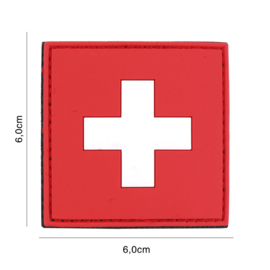 Uniform landsvlag Zwitserland  Embleem 3D PVC PVC  - 6 x 6 cm.