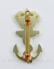 Korps Mariniers Koninklijke Marine Embleem uniformpet anker KM goudkleurig - 6 x 3 cm - origineel