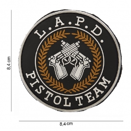 Embleem 3D PVC LAPD pistol Team - met klittenband - 8,4 cm diameter