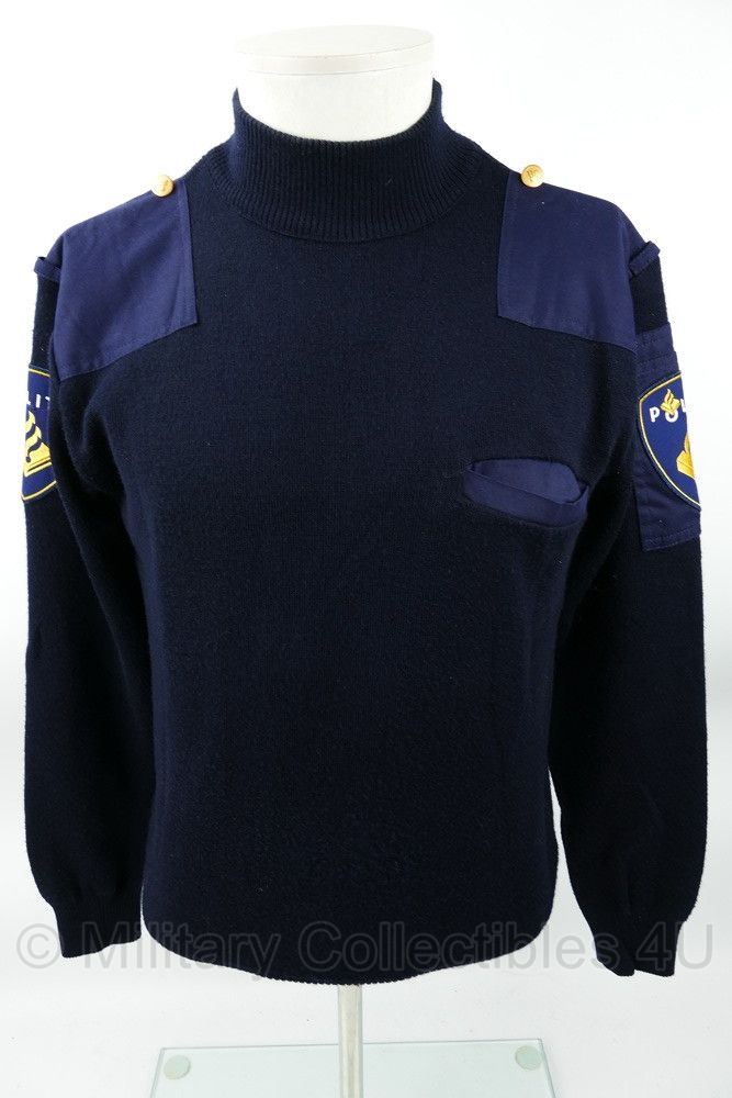 Politie high neck trui donkerblauw met emblemen - maat 38  - origineel