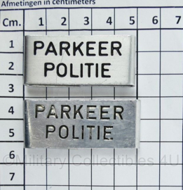 Nederlandse gemeentepolitie metalen insignes voor over de epauletten - parkeerpolitie - origineel