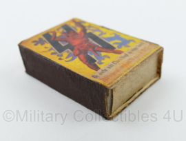 WO2 Duits luciferdoosje van echt hout - Waffen SS Legioen Vlaanderen - 6 x 4 cm
