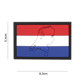 Nederlandse vlag met contour embleem PVC - 8,3 x 5,4 cm