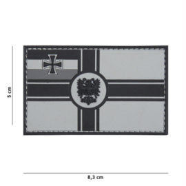 Embleem 3D PVC met klittenband - Duitse Empire vlag - grijs - 8,3 x 5 cm.
