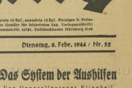 WO2 Duitse krant Frankische Tageszeitung nr. 32 8 februari 1944 - 47 x 32 cm - origineel